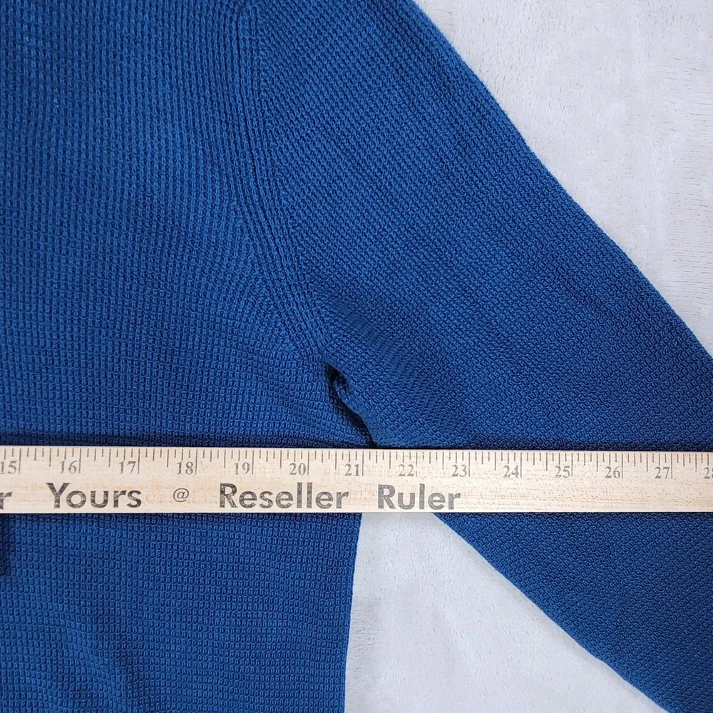 Banana Republic Sweater Mens Large Blue 1/4 Zip Mock Neck Cotton Knit Pullover